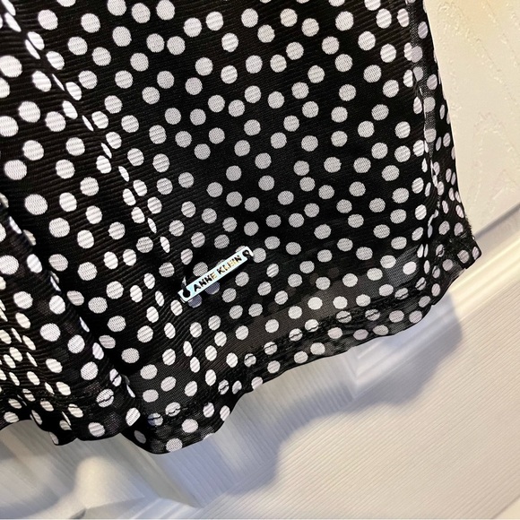 3/25$💥 Anne Klein blouse top shirt dot print black white Women Medium v neck - Picture 3 of 6